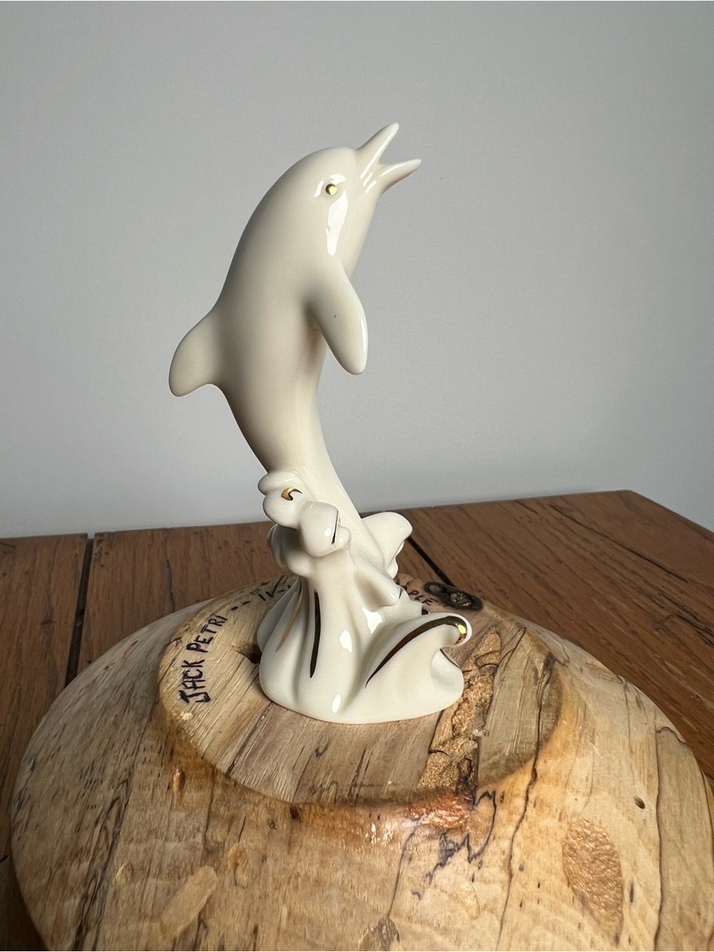 Lenox Cream Dolphin Porcelain Figurine with Gold Accents Home Decor Accent